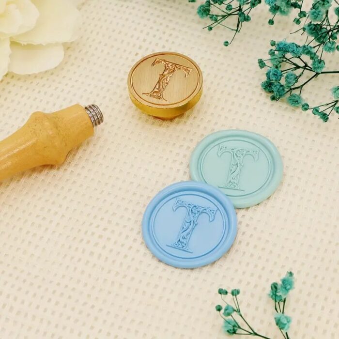 Wax Seal Stamp - Floral initial - T
